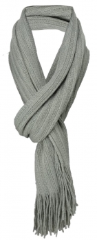 Schal in grau einfarbig mit Fransen - Schalgröße 170 x 35 cm