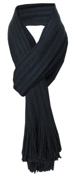 Schal in schwarz einfarbig mit Fransen - Schalgröße 170 x 35 cm