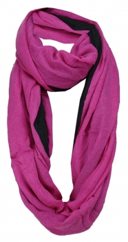 TigerTie Loop Wendeschal pink Uni - schwarz Uni - Gr. 150 x 50 cm - Rundschal