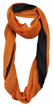 TigerTie Loop Wendeschal orange Uni - schwarz Uni - Gr. 150 x 50 cm - Rundschal