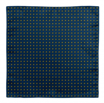 TigerTie Seideneinstecktuch in blau gelb schwarz - kleines Paisley Muster