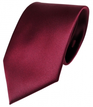 TigerTie Designer Satin Krawatte rot bordeaux uni 100 % Polyester