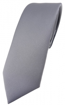 schmale TigerTie Designer Krawatte in silbergrau einfarbig Uni - Tie Schlips