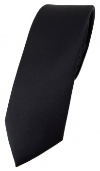 schmale TigerTie Designer Krawatte in schwarz einfarbig Uni - Tie Schlips