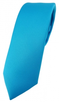 schmale TigerTie Designer Krawatte in türkisblau einfarbig Uni - Tie Schlips