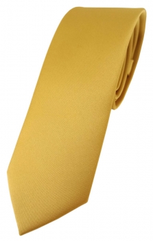 schmale TigerTie Designer Krawatte in gold einfarbig Uni - Tie Schlips