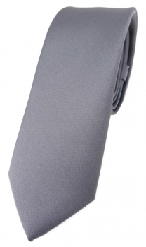 schmale TigerTie Designer Krawatte in silber einfarbig Uni - Tie Schlips