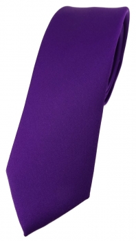 schmale TigerTie Designer Krawatte in dunkellila einfarbig Uni - Tie Schlips