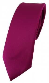 schmale TigerTie Designer Krawatte in magenta einfarbig Uni - Tie Schlips