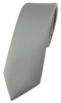 schmale TigerTie Designer Krawatte in grau einfarbig Uni - Tie Schlips