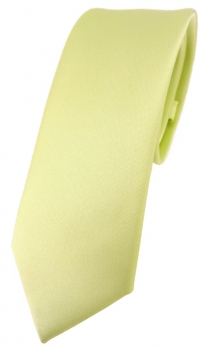 schmale TigerTie Designer Krawatte in blassgelb einfarbig Uni - Tie Schlips