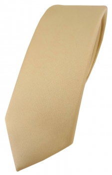 schmale TigerTie Designer Krawatte in hellgold einfarbig Uni - Tie Schlips