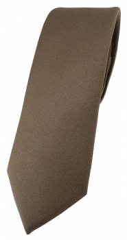 schmale TigerTie Designer Krawatte in graubraun einfarbig Uni - Tie Schlips