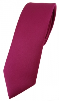 schmale TigerTie Designer Krawatte in rosa magenta einfarbig Uni - Tie Schlips