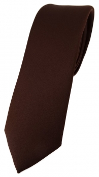 schmale TigerTie Designer Krawatte in dunkelbraun einfarbig Uni - Tie Schlips