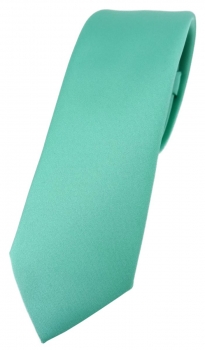 schmale TigerTie Designer Krawatte in grün mint einfarbig Uni - Tie Schlips