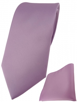 TigerTie Designer Krawatte + TigerTie Einstecktuch in flieder einfarbig uni