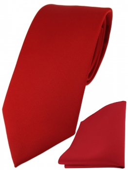 TigerTie Designer Krawatte + TigerTie Einstecktuch in verkehrsrot einfarbig uni