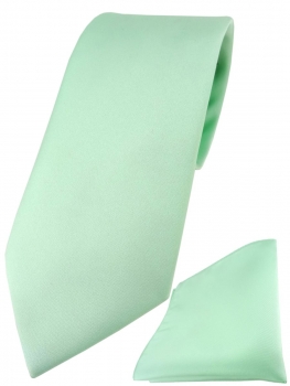 TigerTie Designer Krawatte + TigerTie Einstecktuch in mint einfarbig uni