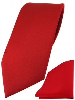 TigerTie Designer Krawatte + TigerTie Einstecktuch in rot einfarbig uni