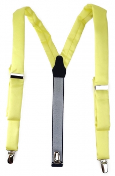 schmaler TigerTie Unisex Hosenträger mit 3 extra starken Clips- zitronengelb Uni