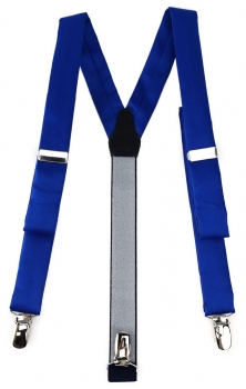 schmaler TigerTie Unisex Hosenträger mit 3 extra starken Clips - royalblau Uni