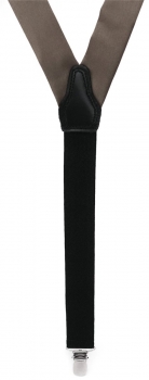 schmaler TigerTie Unisex Hosenträger mit 3 extra starken Clips - graubraun Uni