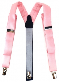 schmaler TigerTie Unisex Hosenträger mit 3 extra starken Clips - in rosa Uni