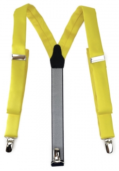 schmaler TigerTie Unisex Hosenträger mit 3 extra starken Clips - in gelb Uni