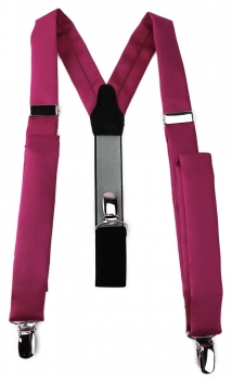 schmaler TigerTie Unisex Hosenträger mit 3 extra starken Clips- rosa magenta Uni