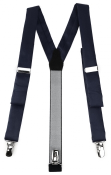 schmaler TigerTie Unisex Hosenträger mit 3 extra starken Clips - schwarzblau Uni