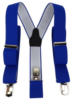 TigerTie Unisex Hosenträger mit 3 extra starken Clips - blau royal Uni