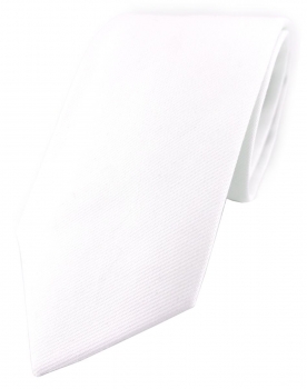 TigerTie Designer Krawatte in weiss Uni - 100% Baumwolle - Krawattenbreite 8 cm