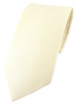 TigerTie Designer Krawatte elfenbein Uni - 100% Baumwolle - Krawattenbreite 8 cm