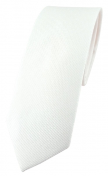 schmale TigerTie Krawatte cremeweiss Uni - 100% Baumwolle - Krawattenbreite 6 cm