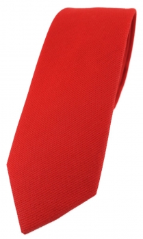 schmale TigerTie Krawatte in rot Uni - 100% Baumwolle - Krawattenbreite 6 cm