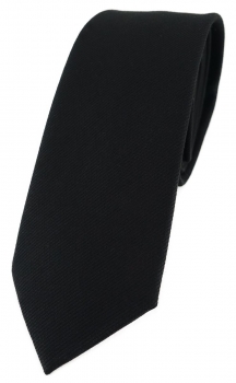 schmale TigerTie Krawatte in schwarz Uni - 100% Baumwolle - Krawattenbreite 6 cm