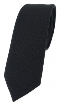 schmale TigerTie Krawatte in schwarz Uni mit aufgerauhter Oberfläche - Eisfond