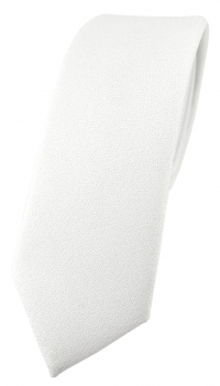 schmale TigerTie Krawatte schneeweiss Uni mit aufgerauhter Oberfläche - Eisfond