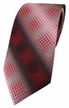 TigerTie Designer Krawatte in rot dunkelrot weinrot silber grau schwarz kariert