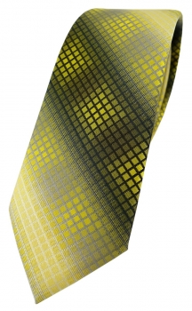 schmale TigerTie Designer Krawatte in gelb gold silber grau schwarz kariert