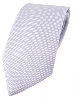 TigerTie Designer Krawatte Pique in hellgrau-weiß gemustert - 100% Baumwolle