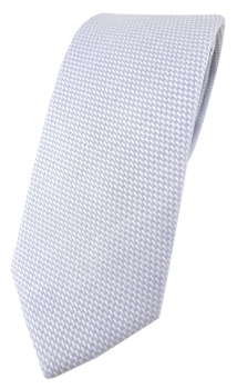 schmale TigerTie Designer Krawatte Pique hellgrau-weiß gemustert -100% Baumwolle