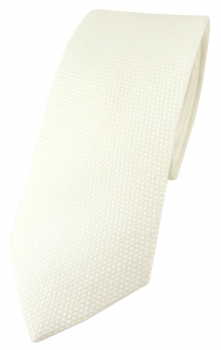 schmale TigerTie Designer Krawatte Pique in creme gemustert - 100% Baumwolle