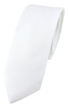 schmale TigerTie Designer Krawatte Pique in weiss gemustert - 100% Baumwolle