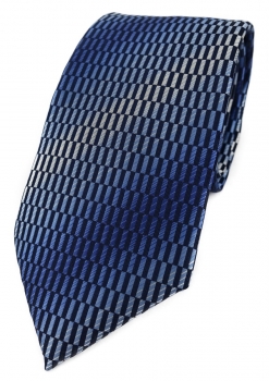 TigerTie Designer Krawatte in blau dunkelblau marine royal silber grau gemustert