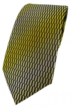 TigerTie Designer Krawatte in gelb gold schwarz silber gemustert