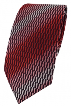 TigerTie Designer Krawatte in rot verkehrsrot rose schwarz silber grau gemustert
