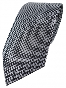 TigerTie Designer Krawatte in silber grau schwarz Houndstooth gemustert