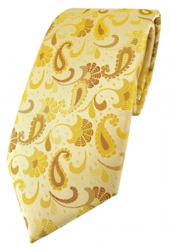 TigerTie Designer Krawatte in gelb senfgelb gold Paisley gemustert